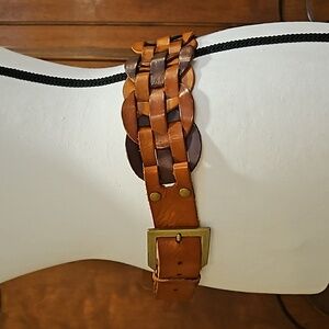 Nine West Belt Dark Brown and Ginger Colored Thick & Chunky Weave Braid Size S